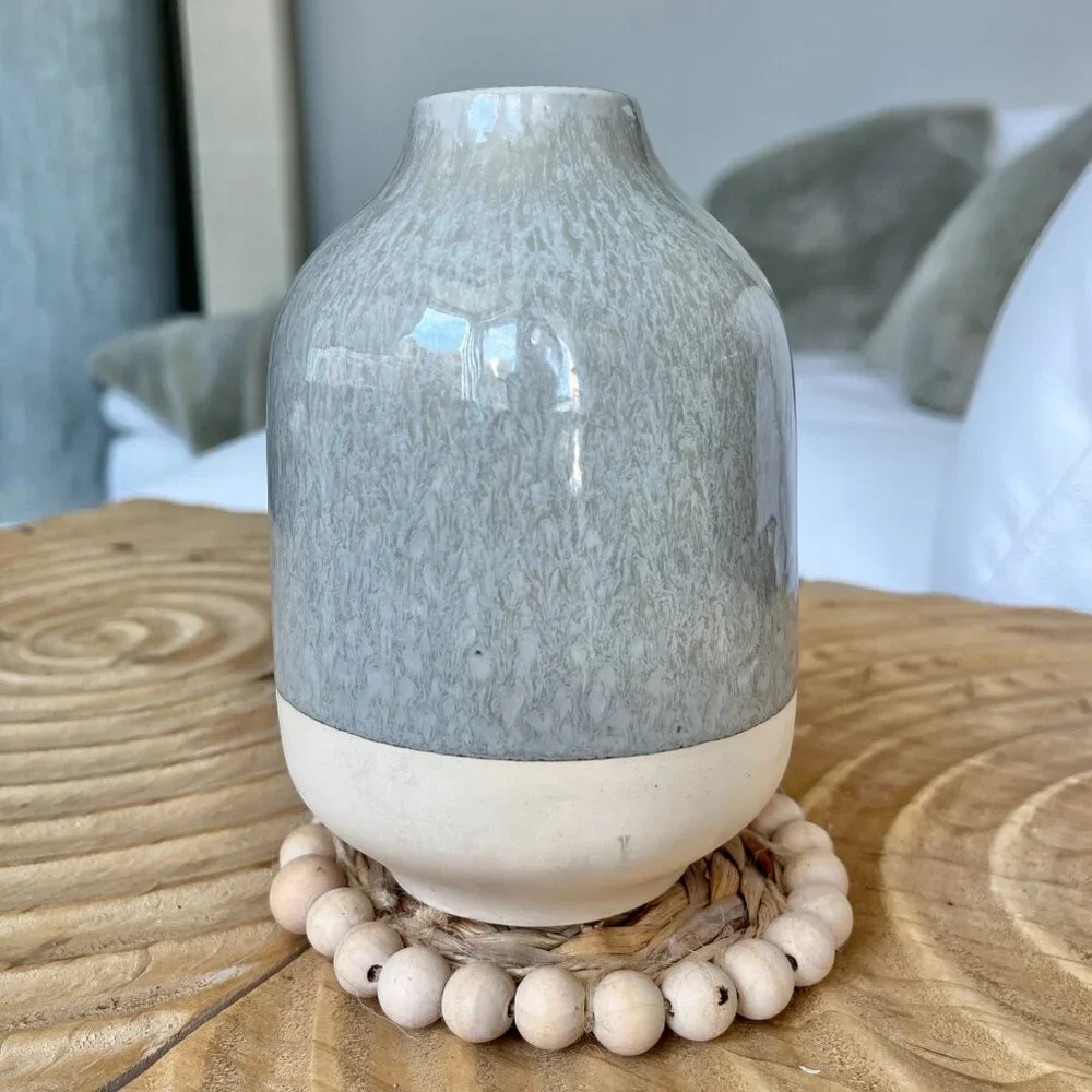 Magnolia Home by Joanna Gaines Small Modern Organic Ceramic Vase Gray Beige